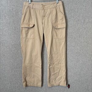 Vintage Y2k Faded Glory Women's 12 P Cargo Pants Khakis Tan Utility Straight Leg